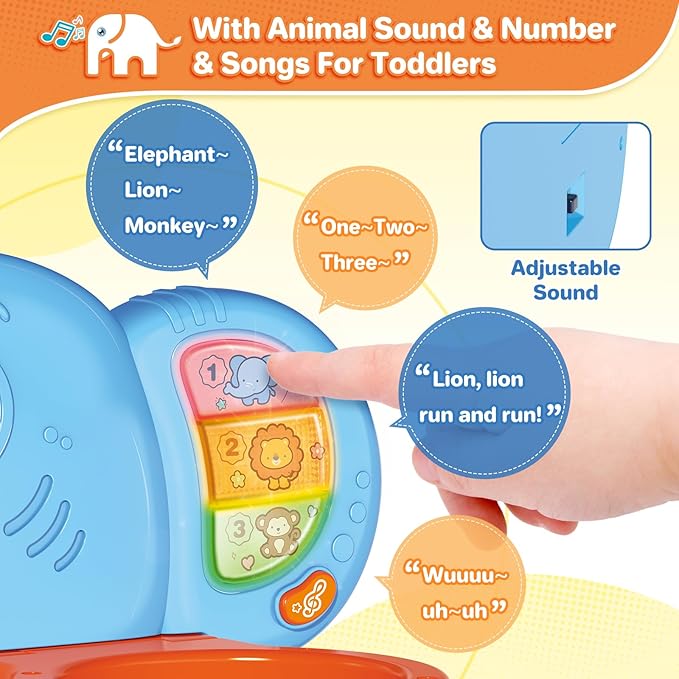 SpringFlower Toddler Basketball Hoop & Soccer Goal Activity Center Toys with Light & Music,Elephant Toddlers Musical Toys Gift, Baby & Toddlers Christmas Birthday Gift for 1 2 3 Year Old Boys & Girls