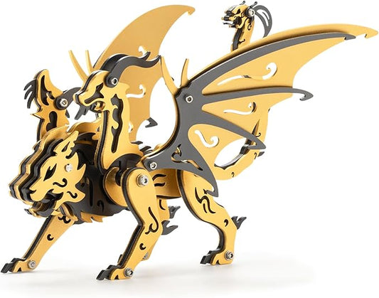 3D Metal Puzzles,3D Metal Puzzle for Adults,Mechanical Model Kit Chimera Black and Gold,Steel 3D Puzzles Stainless Steel Ornaments for Adults Home Decor Art Craft Gifts Toys.
