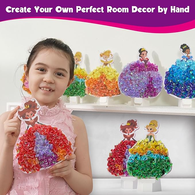 Poke Art Kits for Girls, Arts and Crafts for Kids 4-8, DIY Creative Activity Toys, Birthday Gifts for Girls 4 5 6 7 8 9 10 (Princess)