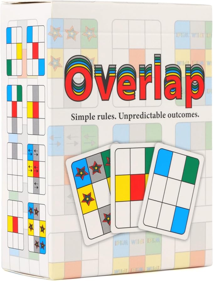 Overlap - Award-Winning Deceptively Simple Strategy Card Game for Adults and Families - 2 Player Game or Up to 8 Players - Easy to Learn - Mensa Recommended Brain Game