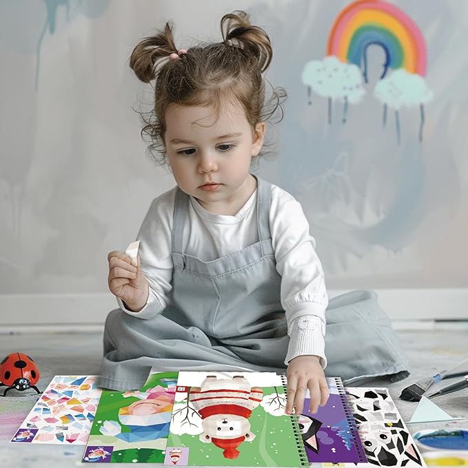 Omgouue 2PCS Winter Wonderland Crafts for Kids Ages 4-8 Christmas Sticker Paint Books Includes Elf Penguins Snowman and More Designs Gift Party Create 20 Pictures Sticker Sheets are Separate