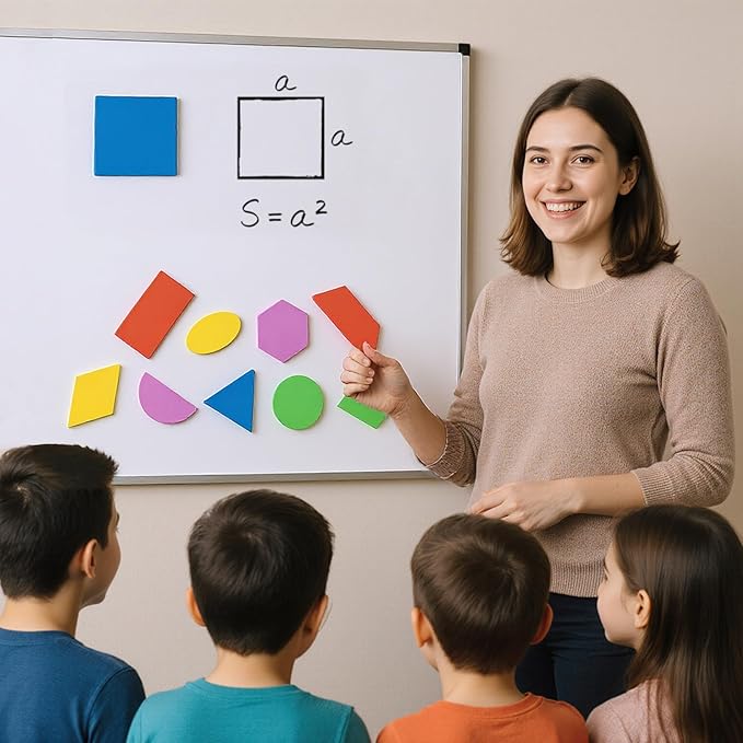 Magnetic Pattern Blocks - 10 Shapes - Magnetic Shapes for Whiteboard & Math Manipulatives