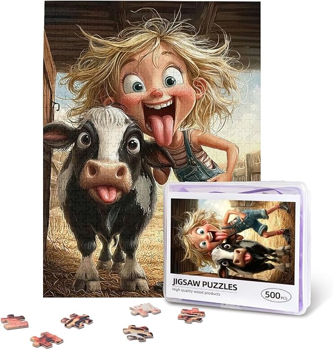 Highland Cows Jigsaw Puzzle 500 Piece,Cute Cattle 500 Piece Jigsaw Puzzle，Funny Highland Cow Jigsaw Puzzles，Cute Animal Jigsaw Puzzles
