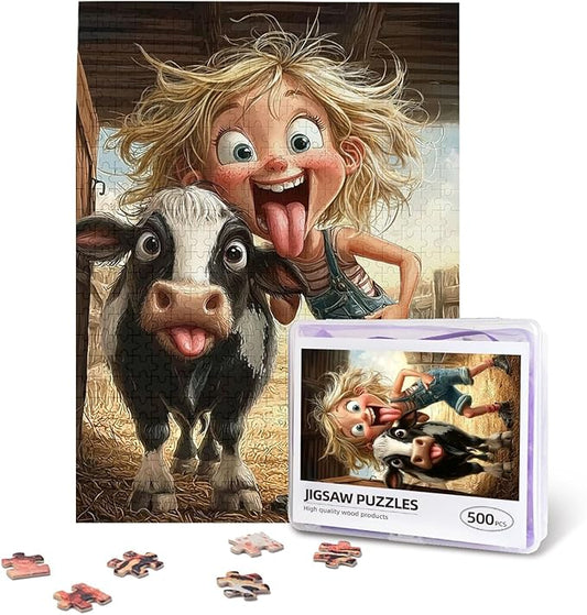 Highland Cows Jigsaw Puzzle 500 Piece,Cute Cattle 500 Piece Jigsaw Puzzle，Funny Highland Cow Jigsaw Puzzles，Cute Animal Jigsaw Puzzles