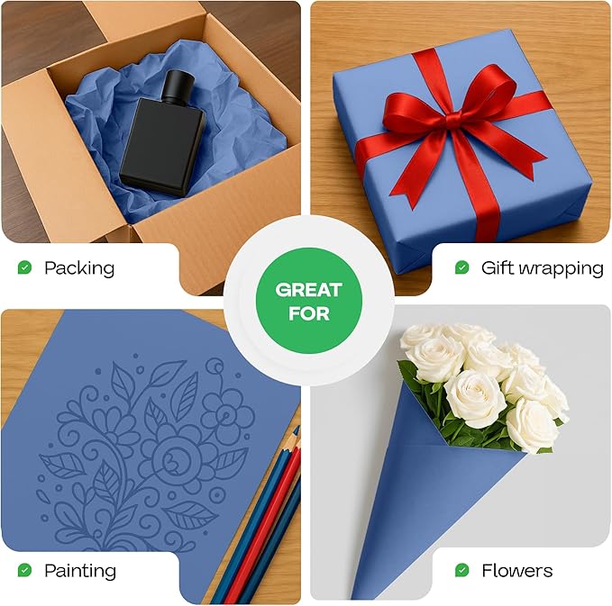 12" x 1200" (100 ft) Blue Kraft Paper Roll, Pack of 2 - USA-Made Quality Craft Paper for Gift Wrapping, Kids' Arts & Crafts, School Projects - 100% Recycled, 50 lb Natural Material by IDL Packaging