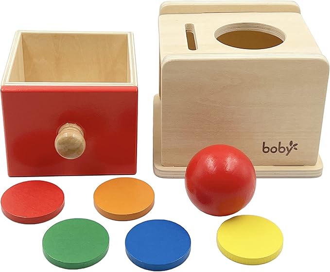 Dailyfunn Montessori Toys Coin&Ball 2-in-1 Drop Box Object Permanence Box for Infant Baby Preschooler 6-24 Months