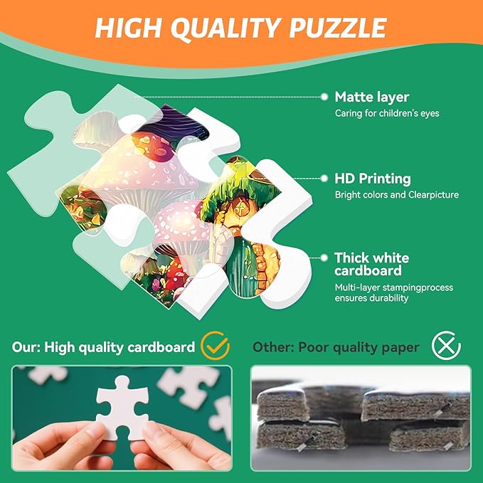 300 Piece Puzzles for Adults – Jigsaw Puzzle Mushrooms Forest Puzzle for Adults, Kids, and Seniors – Challenging Puzzle Gift for Family Fun, Home Decor & Wall Art, 20.5 x 15 in