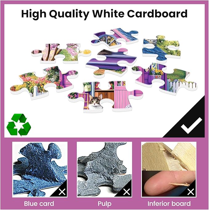 300 Piece Puzzles for Adults Garden 300 Piece Puzzles for Kids Ages 8-10 10-12 Jigsaw Puzzle Recycled Pieces Cardboard Family Puzzle Challenging Game 20.5x15IN