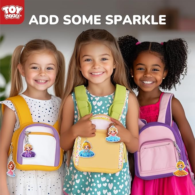 TOY Life Diamond Art Kits for Kids, 9PCS DIY Princess Diamond Painting Kits Keychains for Girls, Diamond Dots Gem Art for Kids 6-8 8-12