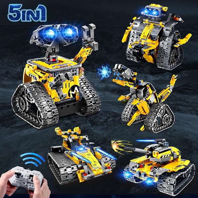 HOGOKIDS Robot Building Toys for Kids - 5 in 1 Remote & APP Controlled Building Set | RC Wall/Engineer Robot/Mech Dinosaur STEM Toys for Boys Girls Age 6 7 8 9 10 11 12+ Year Old (520 Pcs)