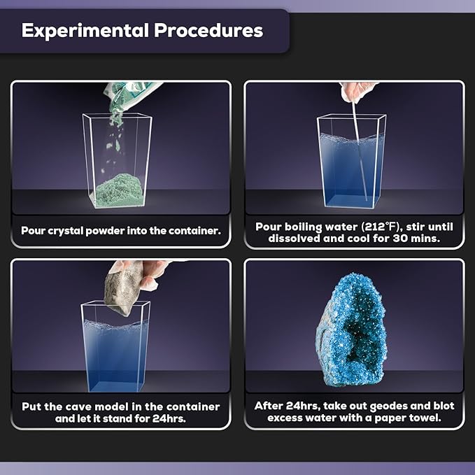 GobiDex Geodes Growing Science Kit for Kids Age 6-8-12, Geodes with Crystals Grow Fast in (24H), STEM Educational Science Experiments Toys, Geology & Rock Enthusiasts Collection, Gifts for Boys Girls