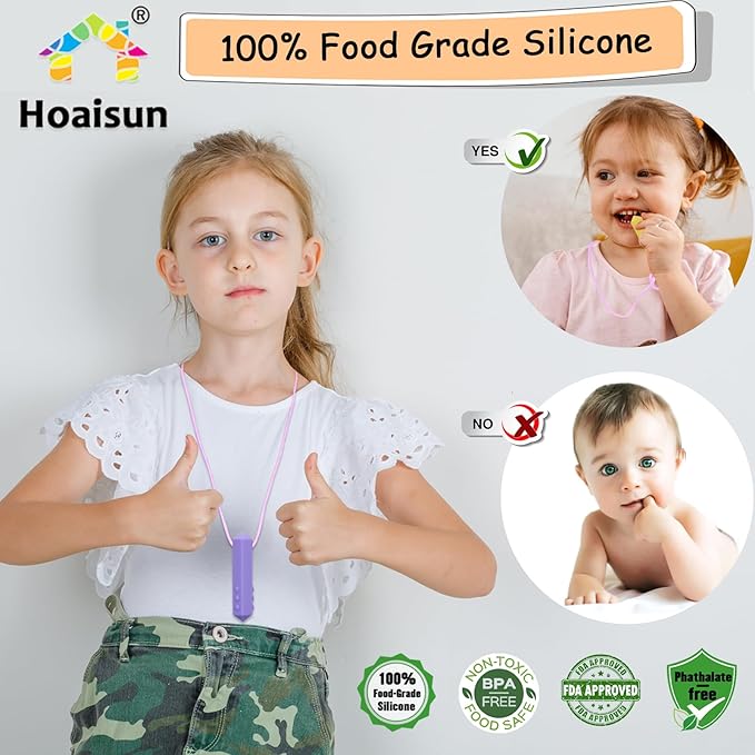 Chew Necklace for Sensory Kids Girls, 8 Pack Sensory Chew Necklaces for Autistic Children with ADHD, SPD, Anxiety, Teething, Sensory Toys for Kids with Autism Reduce Adults Chewing, Biting