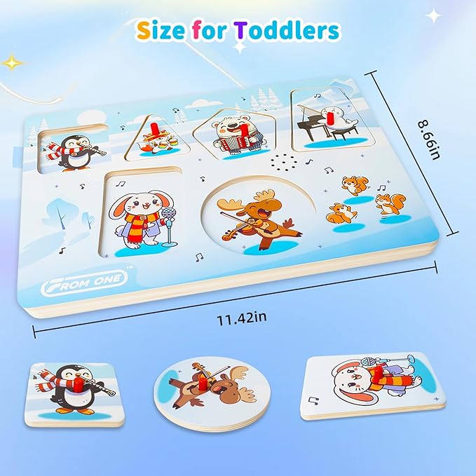 Sound Puzzle for Toddlers – Wooden Pegged Puzzle with Real Animal Sound Effects, Educational Farm Animal Toy for Kids Aged 12 Months+ – A Fun & Safe Gift for Boys & Girls