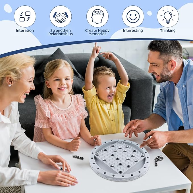 2 in 1 Board Games, Magnetic Chess & Rope Untangling Puzzle Game, Travel, Family Games for Kids and Adults, 40 Pcs Stones, Brainy Knots, Multi-Challenges for Age 8+, Educational Strategy, 2-4 Players