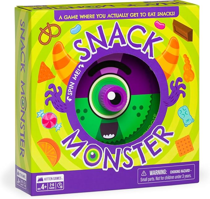 Exploding Kittens Snack Monster 2-6 Players - Ages 4+ - 10 Minutes to Play - Snack Eating Spinner Game - Kid Friendly Card Game, Family Game Night,