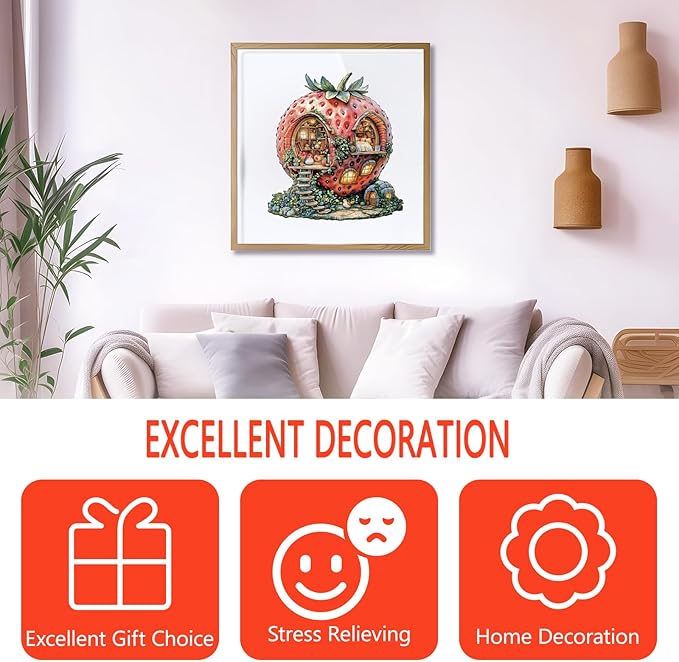 Wooden Puzzles for Adults, Strawberry Hut Wooden Jigsaw Puzzle for Adults, Magical Fruits Wood Puzzles Adult, Unique Animal Shape, Fun Gifts for Friends & Family, Home Decor(L-13.4 * 12.3in-240 pcs)