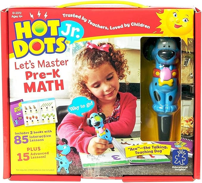 Educational Insights Hot Dots Jr. Let's Master Pre-K Math Set, Homeschool & School Math Workbooks, 2 Books & Interactive Pen, 100 Math Lessons, Ages 4+