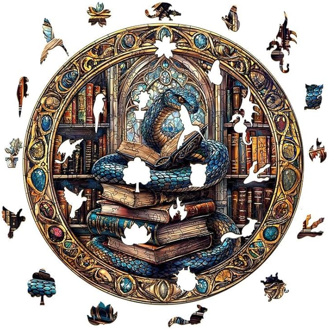 Jigfoxy Wooden Puzzle for Adults, Snake Visual Horse Wooden Jigsaw Puzzles for Adult, Unique Animal Shape Wood Cut Puzzles, Christmas Thanksgiving Gifts for Friends Family (M-11.4 * 11.4in-200pcs)