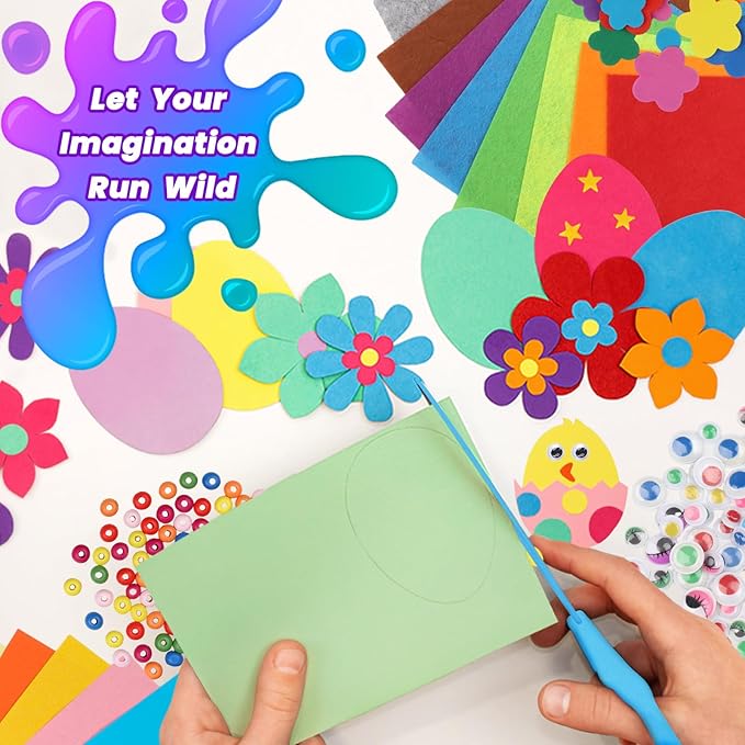 DOITEM Pipe Cleaners Craft Supplies, 1500+Pcs Arts and Crafts Supplies Including Pipe Cleaner Wiggle Googly Eyes Pom Poms Feathers Sticks Sequins Foam Flowers Papers Felt Stickers