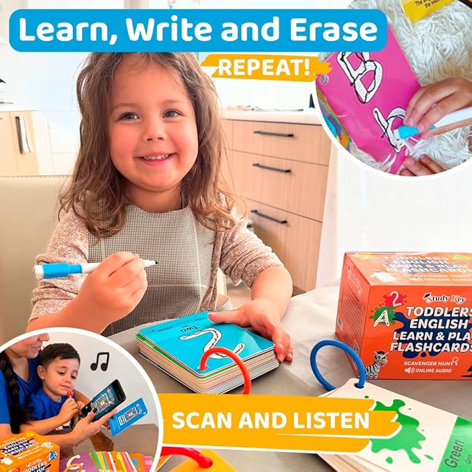 ABC Flash Cards for Toddlers 1-4 - Learning Phonics for Toddlers Alphabet Flashcards - Preschool Sight Words Numbers Colors Baby Flash Cards for Kindergarten