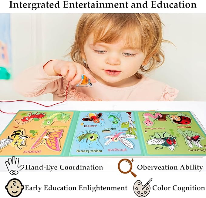 Magnetic Puzzles for Kids Ages 3-5, Magnetic Board for Toddlers Ages 3 4 5 6, Refrigerator Magnets,Toddler Travel Activities for 4-8 Year Old Boys and Girls（2 Pack, Animal+Insect）