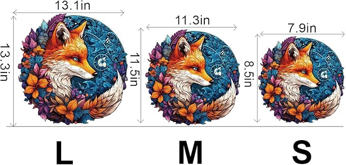 Wooden Puzzles for Adults, Wood Jigsaw Fox Puzzles for Adult, 200 Pcs Wood Animal Puzzle Gifts for Adult Kid Birthday Holiday Family Game(11.5 * 11.3in)