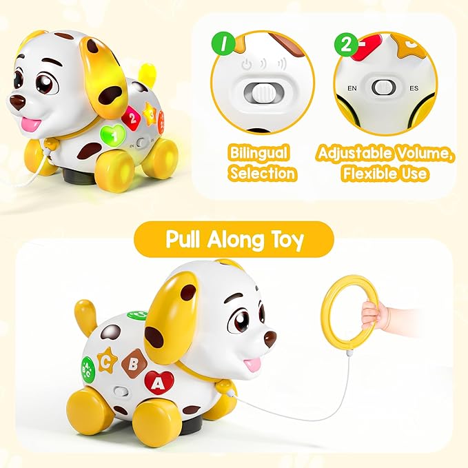 Toys for 1 Year Old Girl Gifts, Musical Baby Toys 6-12-18 Months, Bilingual Learning Toy for 1 Year Old, 1st Birthday Girl Boy Gift Presents, Music Toddlers Puppy for Infants 7 8 9 Months