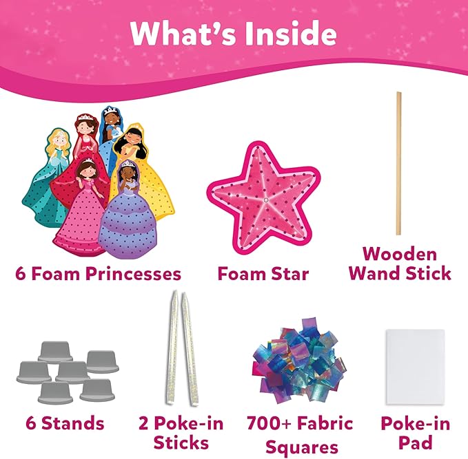 Skillmatics Poke-in Art - Magical Princesses, Mess-Free Fun for Kids, DIY Wood Craft Kits, Creative Activity, Gifts for Girls & Boys Ages 4, 5, 6, 7, 8, 9
