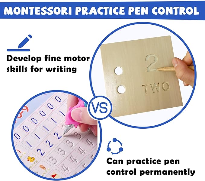 Wooden Montessori Toddler Counting Peg Board Box - Numbers & Math Toys for 1-3 Year Olds