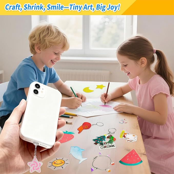 MOIKKA-GC 16 Pcs Shrink Plastic Sheets (7.9x5.7 Inch) – Shrink Papers for Kids DIY Crafts, Keychains, Phone Charms, Mini Crafts & Gift Tags, Creative Craft Supplies