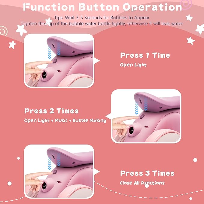 6V Electric Baby Balance Bike with Bubble Machine,4 in 1 Toddler Balance Bike w/Remote for 1 Year Old Boys Girls Kids Bubble Bike Ride on Toys w/Powered Motor,Music,LED Lights (Purple)