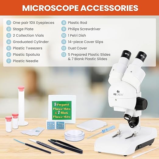 AmScope - 30X Deluxe All-in-One Portable Stereo Microscope with LED Dual-Illumination and Accessory Kit - SE122
