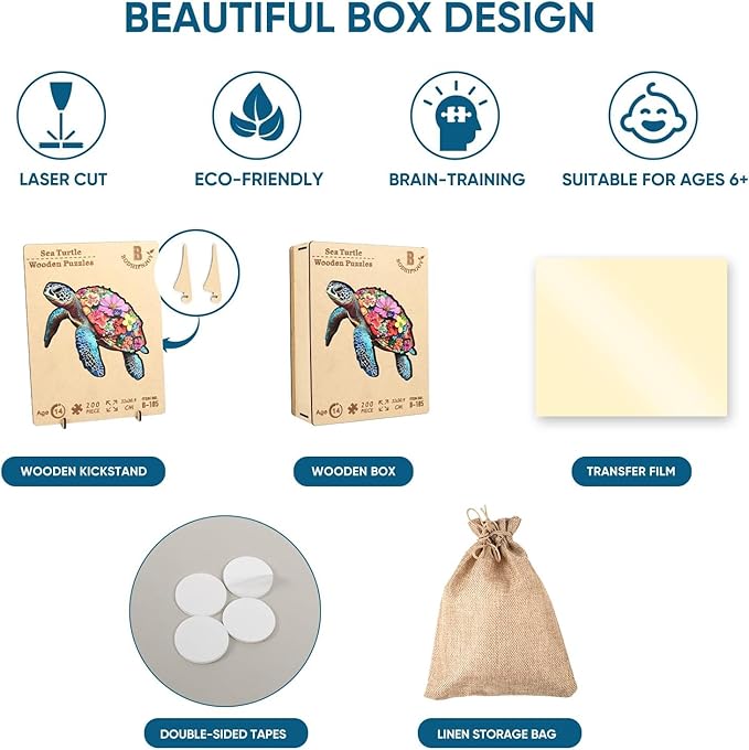 Wooden Puzzles for Adults, Sea Turtle Jigsaw Puzzle 500 Pieces-5MM Thickness,Unique Animal Shape Cut Puzzle, Fun Challenging Puzzles Family Game Gift