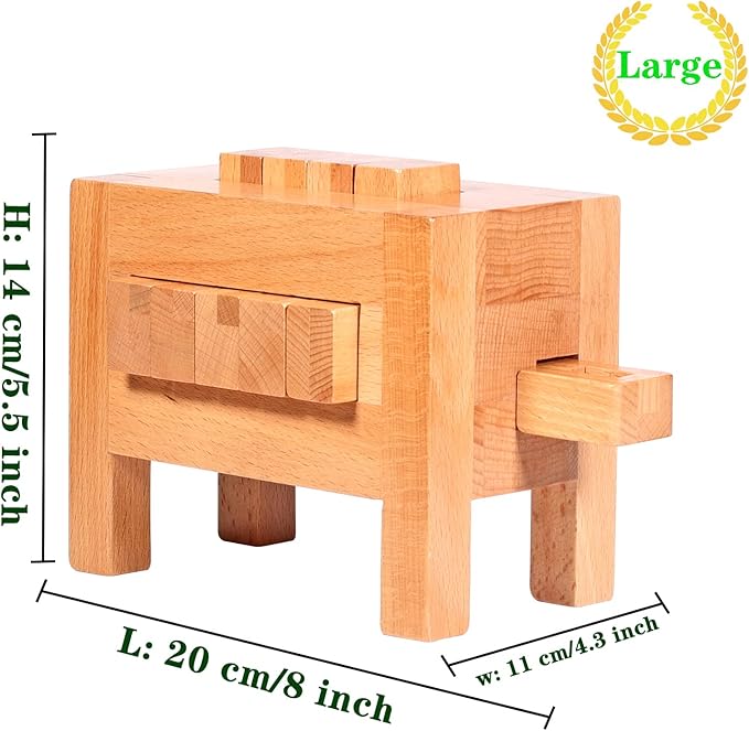 671 Steps Unique Supper Difficult Wooden Nine Ring Brain Teaser Puzzle Challenge Fidget Toys 3D Assembly and Disentanglement Lock Games IQ Test Mind Game Educational Toy for Kids and Adults