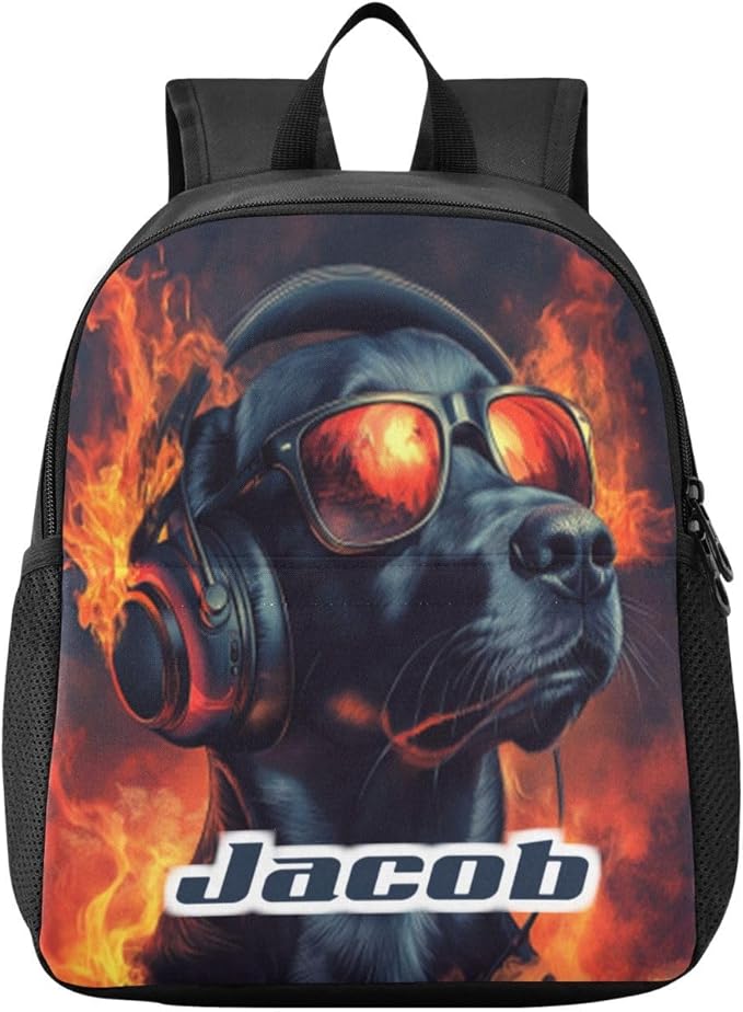 Cute Dog Black Toddler Backpack for Boys Girls 3-6 Small Travel Backpacks for Kids Preschool Bookbag for Elementary Kindergarten for School