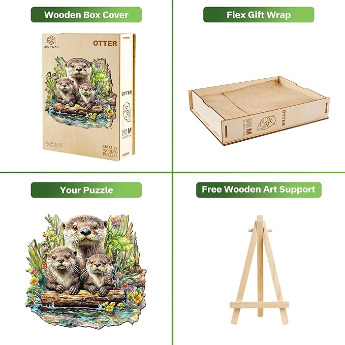 Jigfoxy Wooden Puzzles for Adults, Otter Wood Puzzles Adult, Unique Animal Shape Wooden Jigsaw Puzzles for Adults, Birthday Gifts for Puzzle Lovers, Family(XL-17.3 * 16.6in-555pcs)
