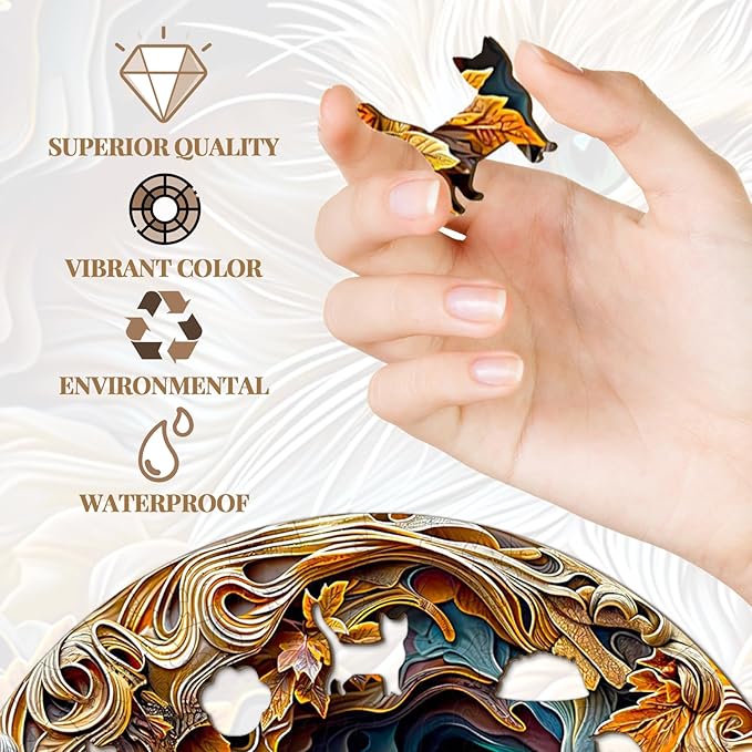 Wooden Puzzle for Adults-3D Vision Effect Cat Wooden Puzzle Unique Shape Advanced Wooden Jigsaw Puzzle for Adult, Wood Puzzles,Challenge Wooden Jigsaw Puzzle (13.4 * 13.4in-300pcs)