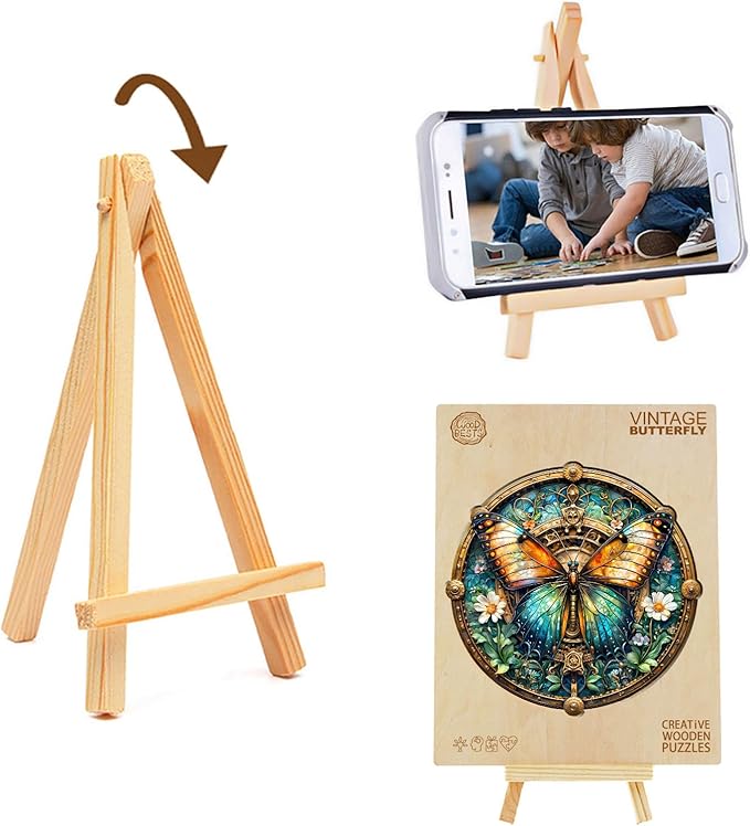 Jigfoxy Wooden Puzzle for Adults, Butterfly Jigsaw Puzzles for Adult, Unique Animal Shape Wood Cut Puzzles, Christmas Thanksgiving Gifts for Friends Family (L-13.4 * 13.4in-290pcs)