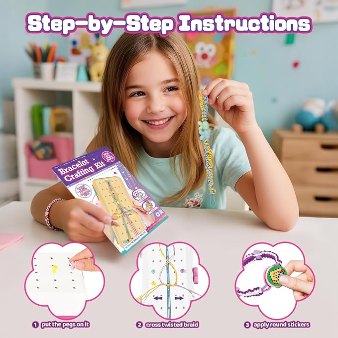 Cmiolacuna Friendship Bracelet Making Kit for Girls, 3-Layer Storage Box Arts and Crafts Bracelets Jewelry String Maker Kit Ages 8-12,Best Christmas Birthday Gift for Girls 6 7 8 9 10 11 12 Year Old