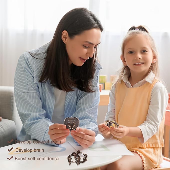 9 PCS Metal Puzzle for Adult Disentanglement Puzzles Lock Puzzle Games Set Gift for Adults Teenagers Kids