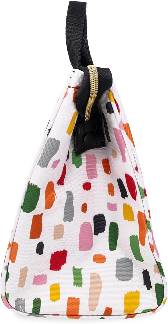 kate spade new york Cute Lunch Bag for Women, Large Capacity Lunch Tote, Adult Lunch Box with Silver Thermal Insulated Interior Lining and Storage Pocket, Painterly Strokes