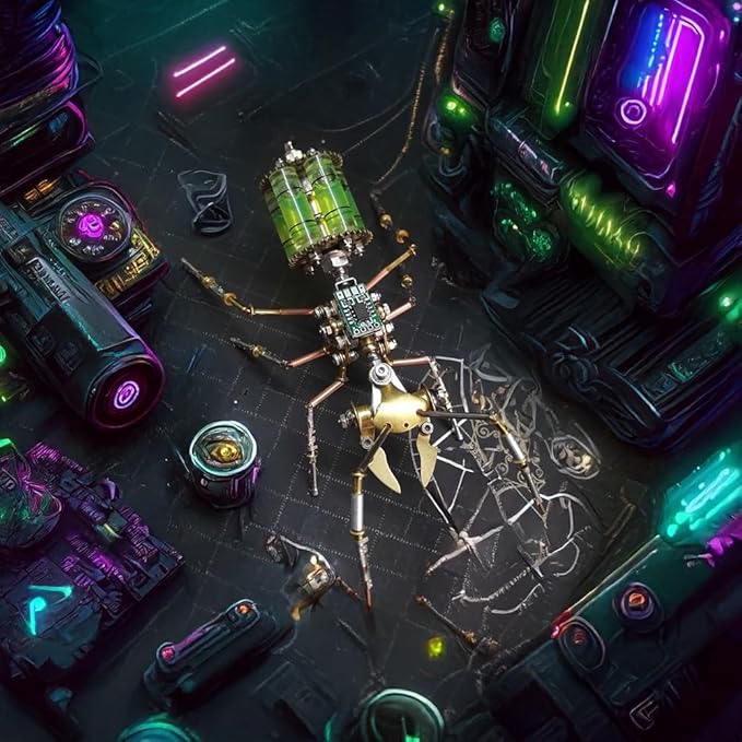 3D Steampunk Mechanical Insect Puzzle Kit - DIY Metal Assembly Model for Adults, Unique Retro Brass Sculpture Craft for Home Office Decoration (Gatling Ant)