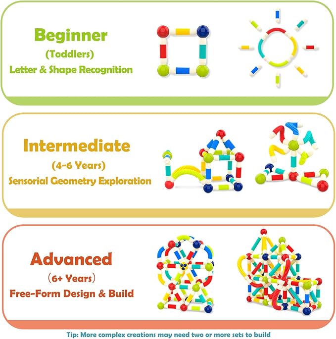 nicknack 2 in 1 Magnetic Blocks Building Toys for Kids, Toddler Boy Toys 3 4 5 Years Old, Preschool STEM Educational Montessori Toys - Magnet Pop Tubes & Balls - Birthday Gift for Boys Girls Age 3-5