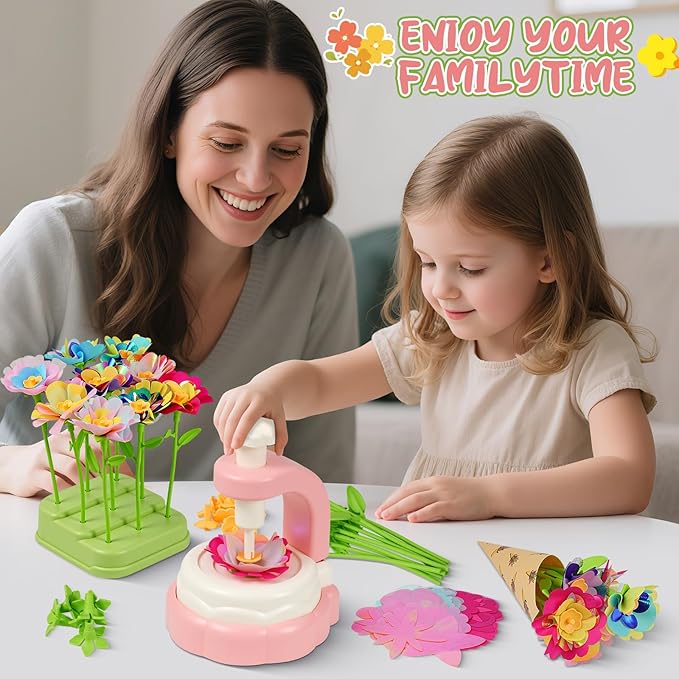 yewfall DIY Fabric Flower Craft Kit for Kids - Build Your Bouquet, Arts and Crafts for Girls Age 4-8, Educational Learning Toys Birthday Gifts