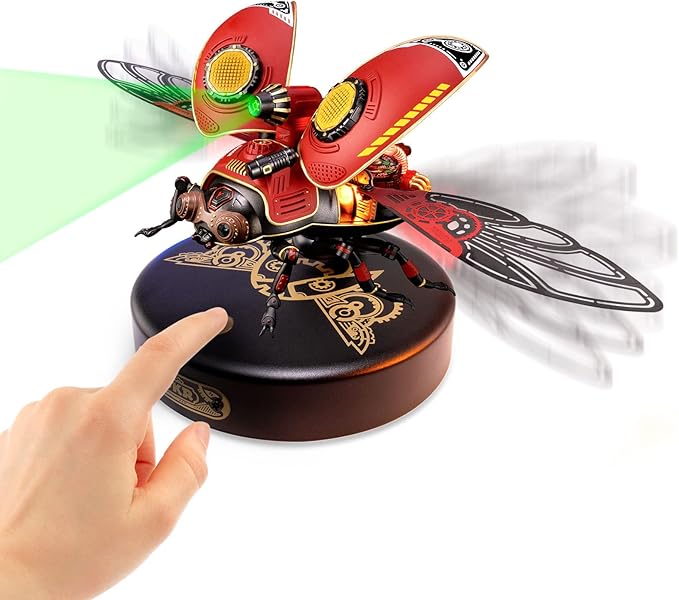 ROKR 3D Metal Model Kits for Adults Scout Beetle - 147PCS 3D Metal Puzzle Electric Mechanical Plastic Building Kit Hobby Kit Gift for Adults