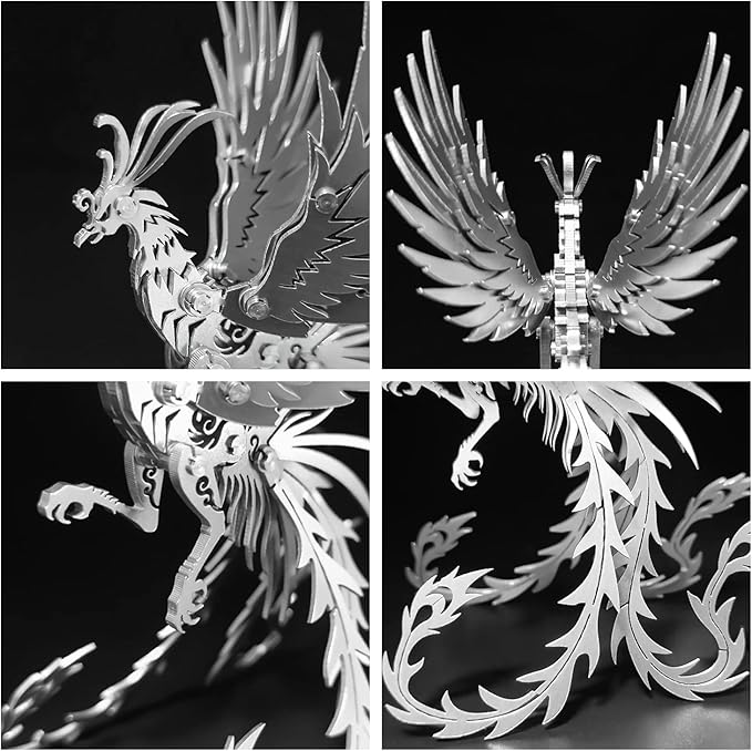 FILASLFT 3D Metal Model Kits, Mechanical Undead Bird 3D Metal Puzzle,Steel Mythology Animal Series DIY Brain Teasers Simple 3D Puzzles Home Decor Art Craft Gifts Toys for Adult