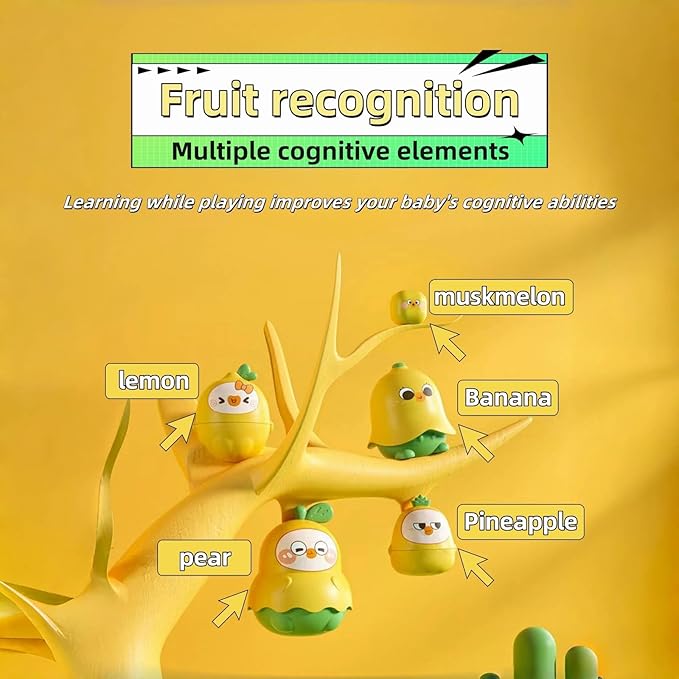 LQR Unique Yellow duck russian nesting dolls stacking toys,Fruit duck nesting dolls，stacking Cups sensory toys for children over，toddler educational count learning toys，Birthday gifts for boys and gir