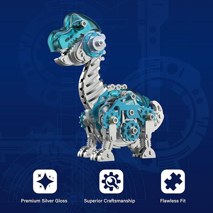 FILASLFT 3D Metal Puzzles for Adults,3D Metal Model Kits Mechanical Dinosaur Model Brachiosaurus,Steel 3D Puzzles Stainless Steel Ornaments for Adults Home Decor Art Craft Gifts Toys.