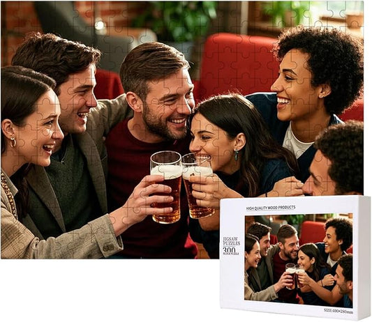 Custom Wooden Jigsaw Puzzles - 120/200/300/500/1000/1500 Piece Photo Gift Sets for Adults & Kids - Pet, Wedding, Family Memory Keepsake