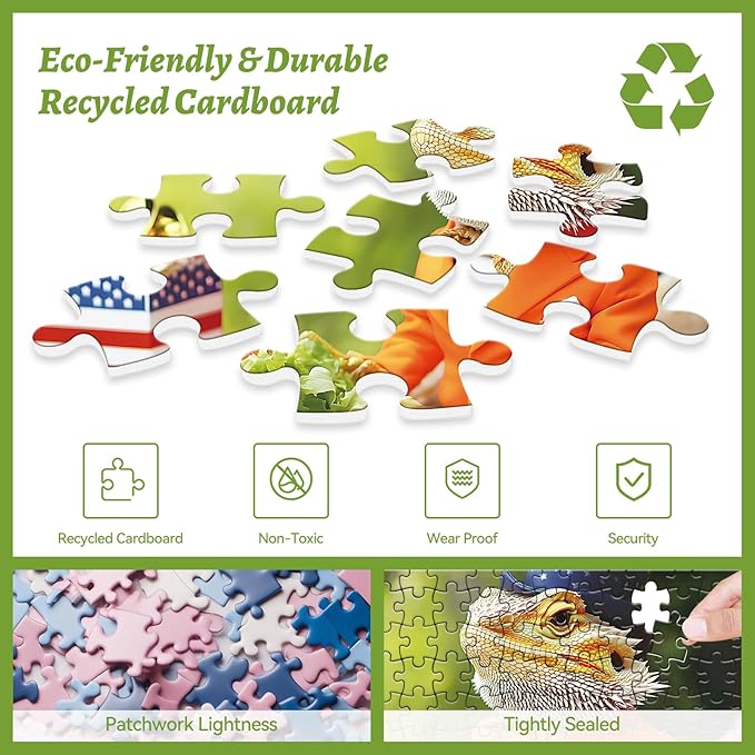300 Piece Puzzles for Adults, Mr. Lizard Dining Puzzle, Vegetable Salad Jigsaw Puzzle 300 Pieces, Fun and Challenging Adult Puzzle Game, Home Decor Gift for Adults Kids Seniors, 20.5" x 15"